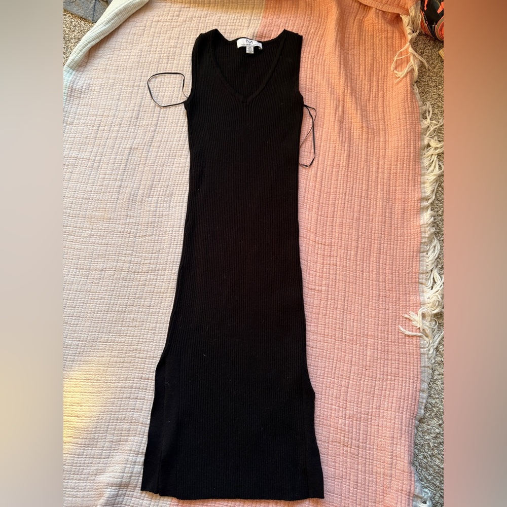 Black knit midi dress S